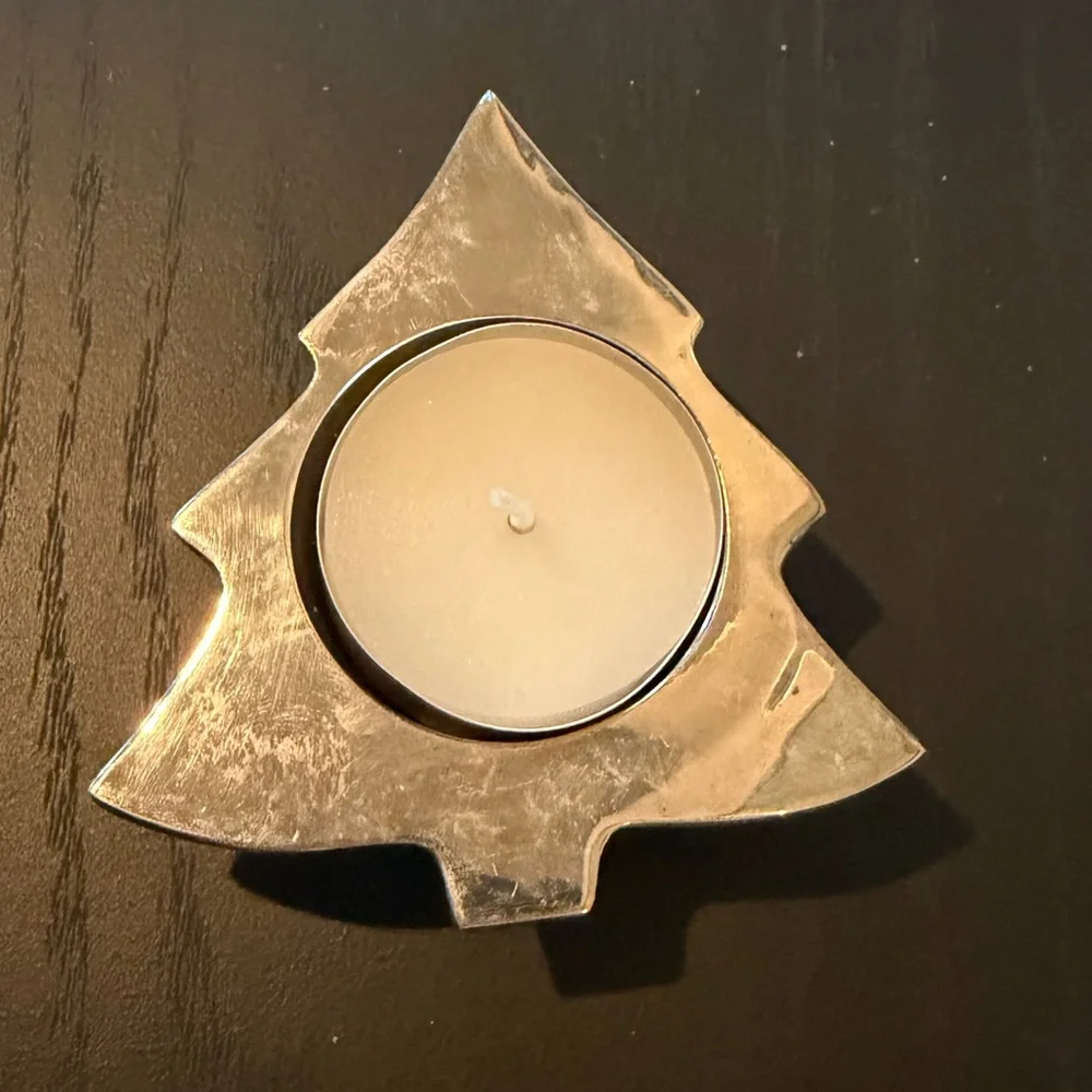 Restoration Hardware Silver Plated Holiday Evergreen Votive Holder